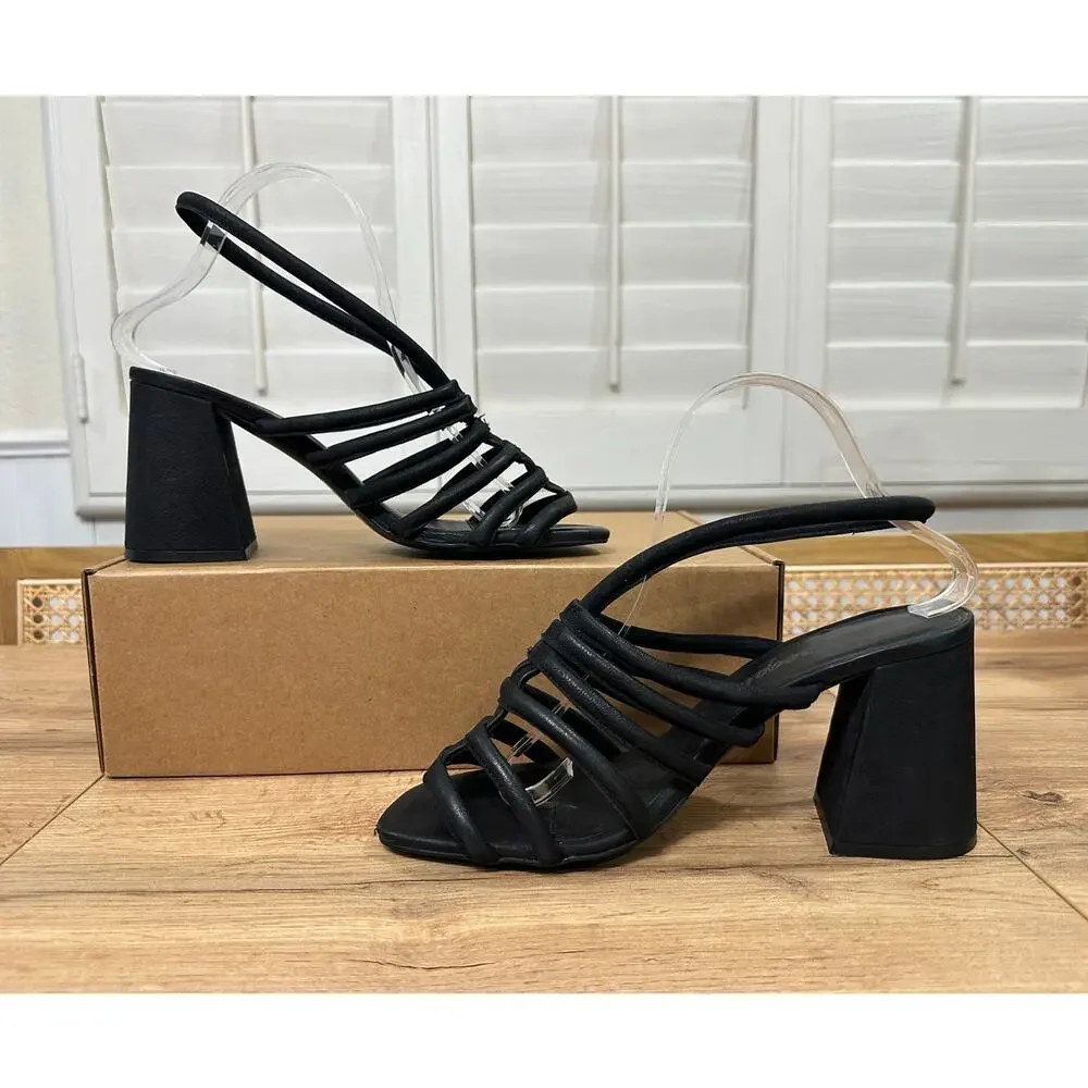Free People Black Strappy Block Heel Sandals - Picture 9 of 14